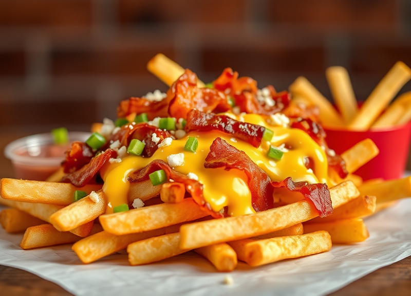 Bacon Cheese Fries & Toppings